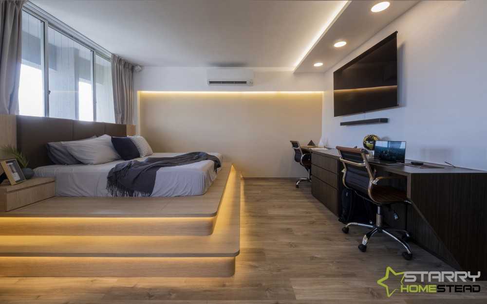Modern Bedroom with Platform Bed and Bed
