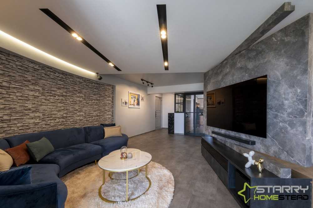 Modern Living Room with TV Console and Feature Wall