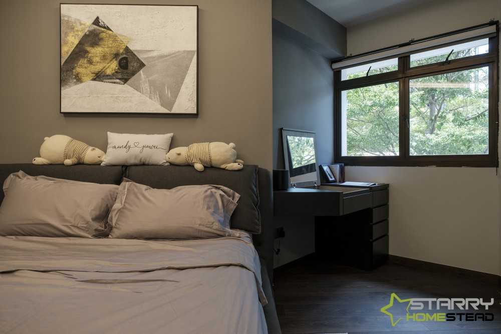 Modern Bedroom with Bedside Table and Bed