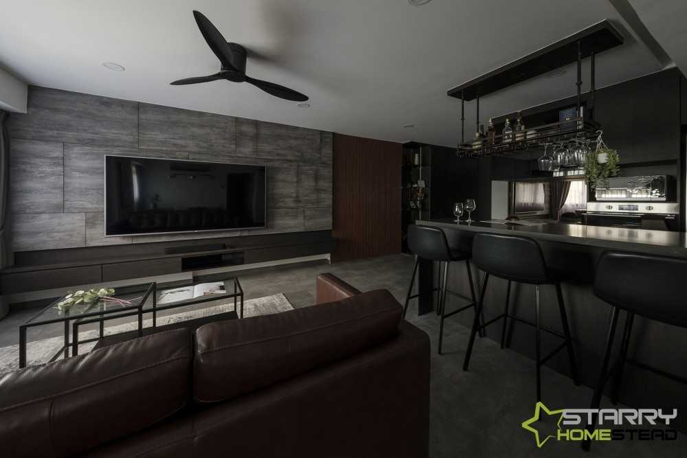 Modern Living Room with Kitchen Island and Sofa