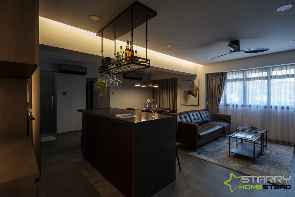 Modern Dining Room with Kitchen Island and Sofa