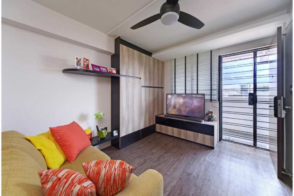 Modern Living Room with Vinyl Flooring and TV Console