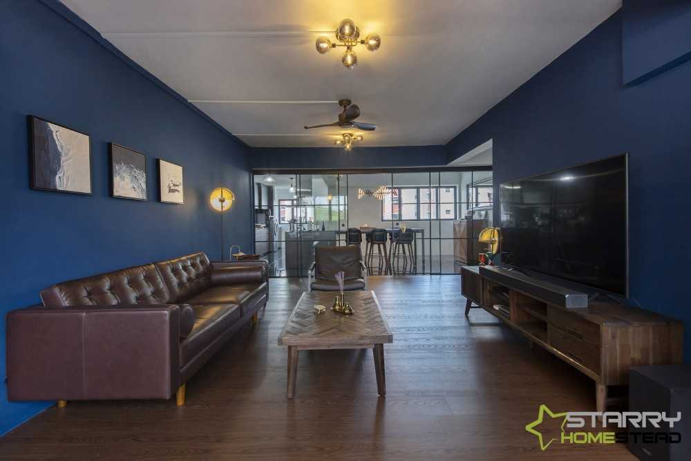 Modern Living Room with Sofa and Leather Sofa