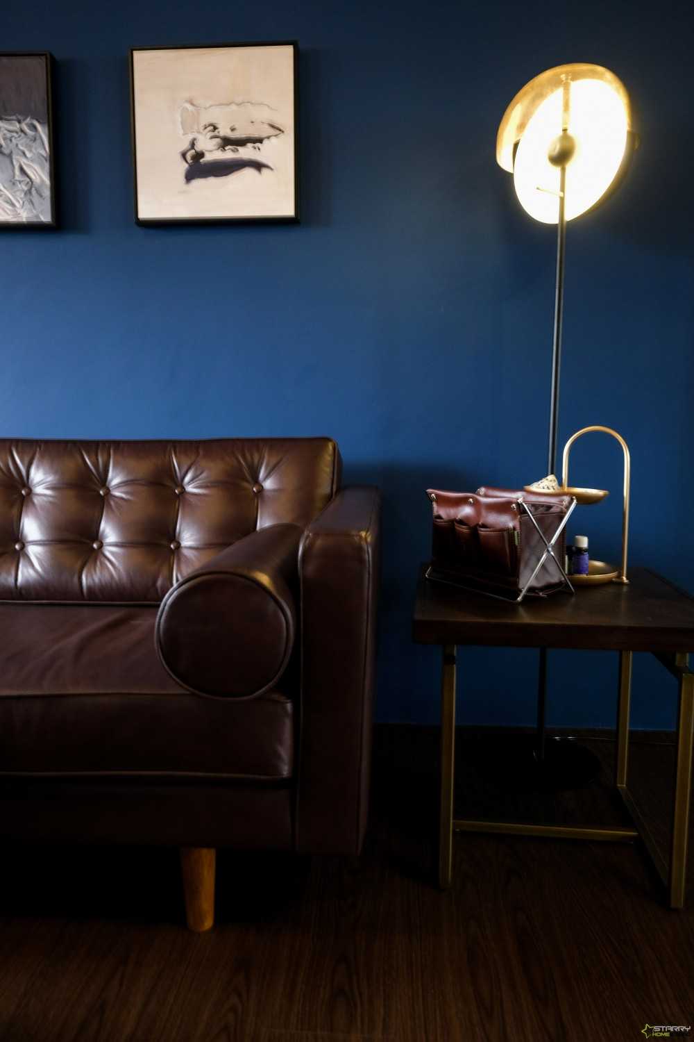 Modern Living Room with Sofa and Leather Sofa