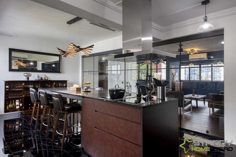 Modern Dining Room with Countertop and Wine Storage