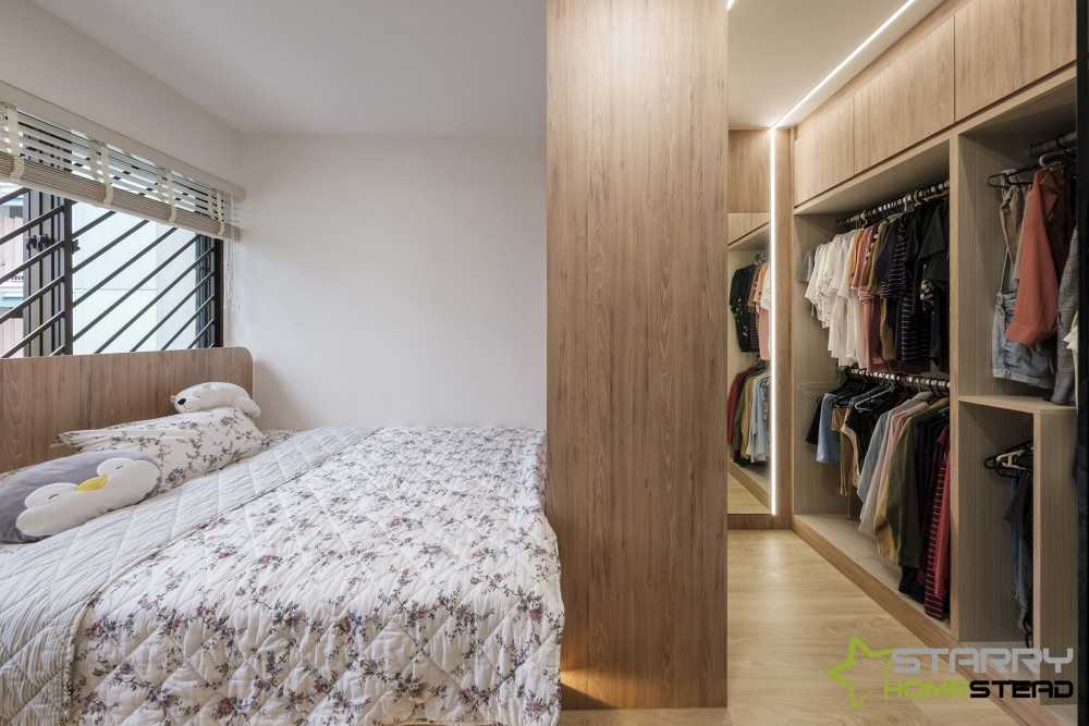 Scandinavian Bedroom with Vinyl Flooring and Wardrobe