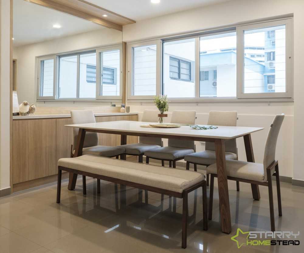 Scandinavian Dining Room with Dining Table and Seating Bench