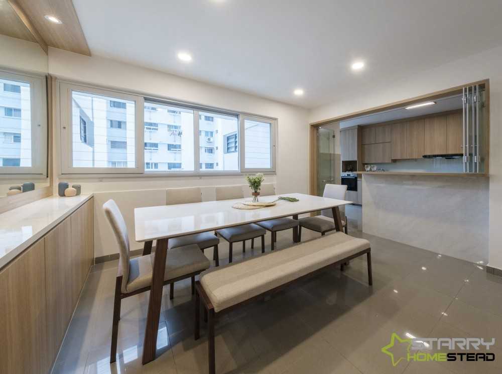 Scandinavian Dining Room with Dining Table and Seating Bench