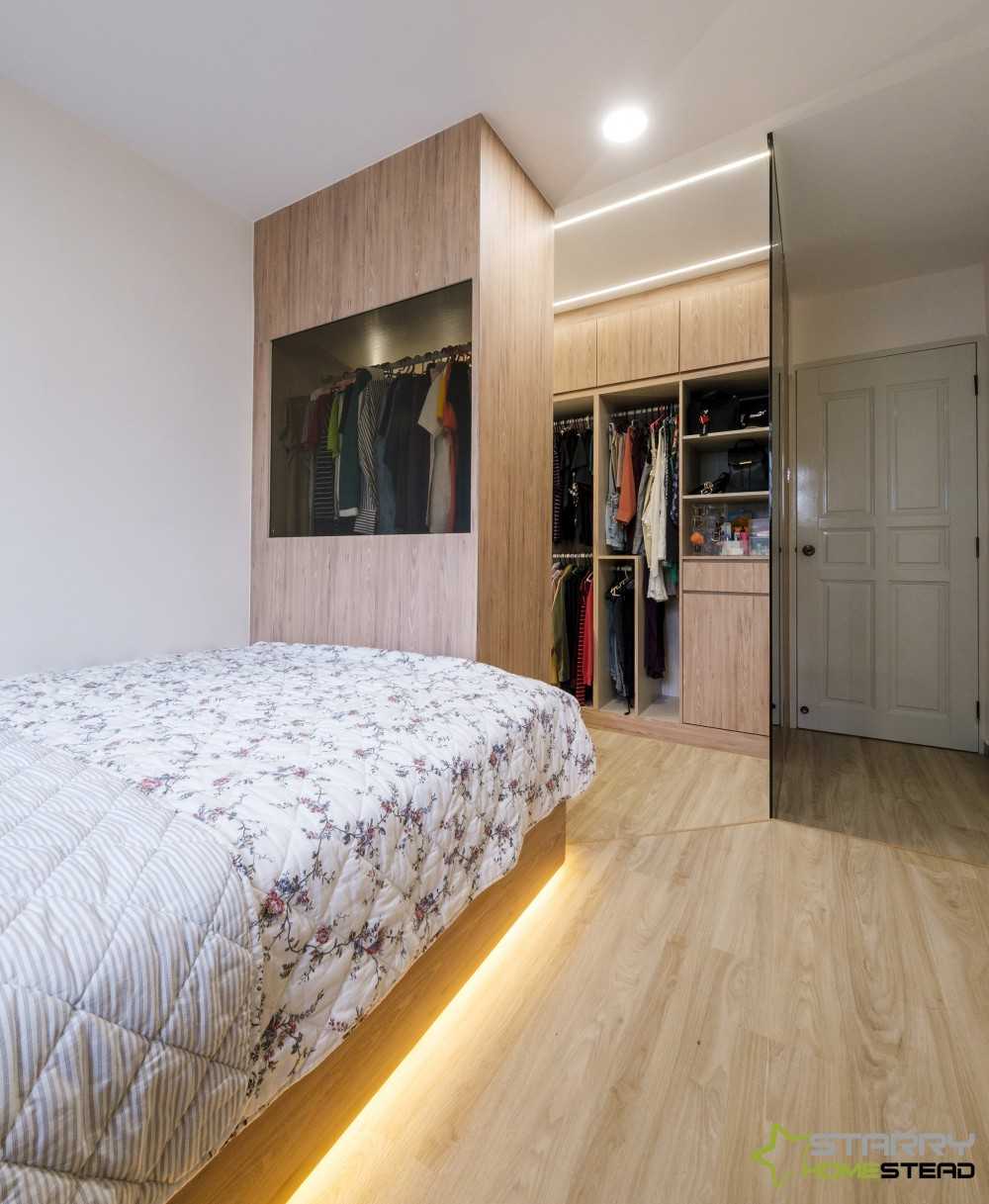 Scandinavian Bedroom with Vinyl Flooring and Wardrobe
