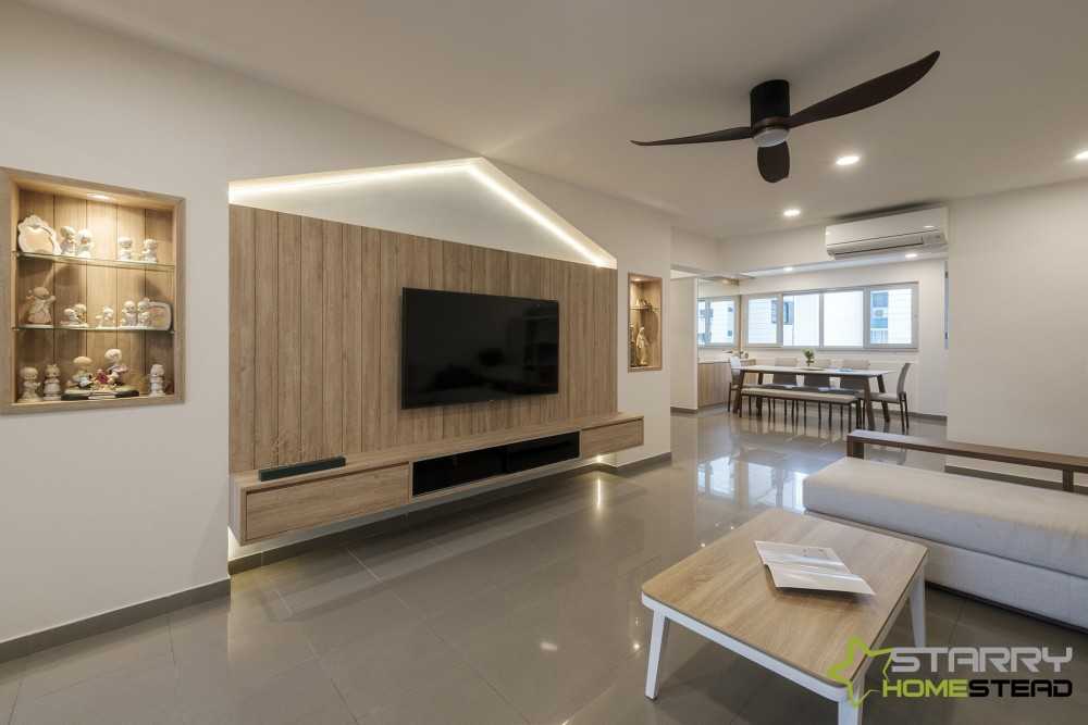 Scandinavian Living Room with TV Console and Display Cabinets