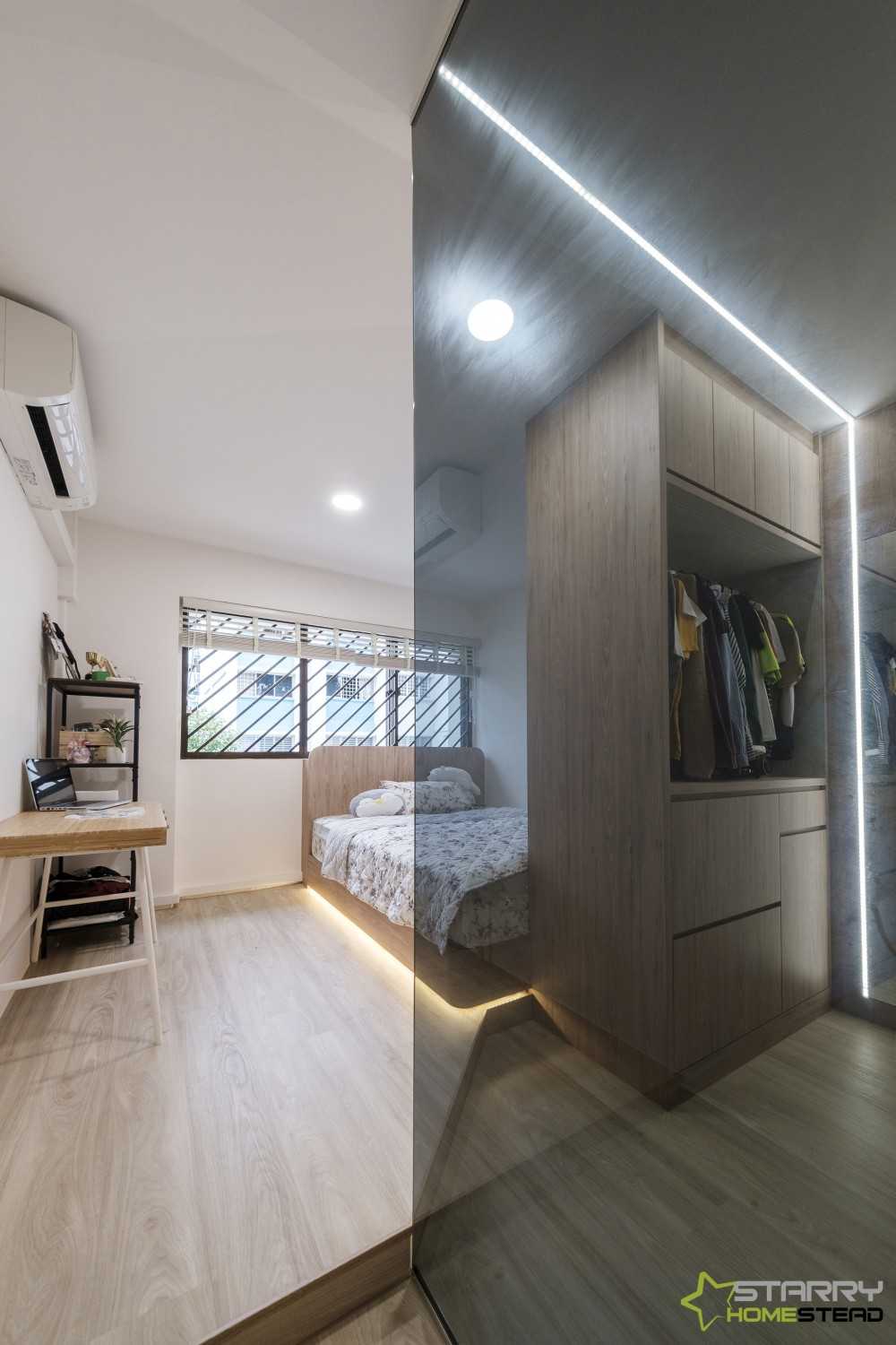 Scandinavian Bedroom with Vinyl Flooring and Flooring