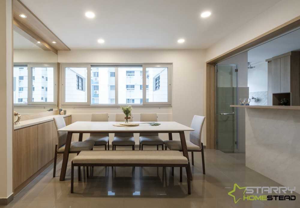 Scandinavian Dining Room with Dining Table and Seating Bench