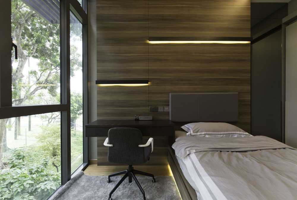 Modern Bedroom with Built-in Bed and Bedside Table