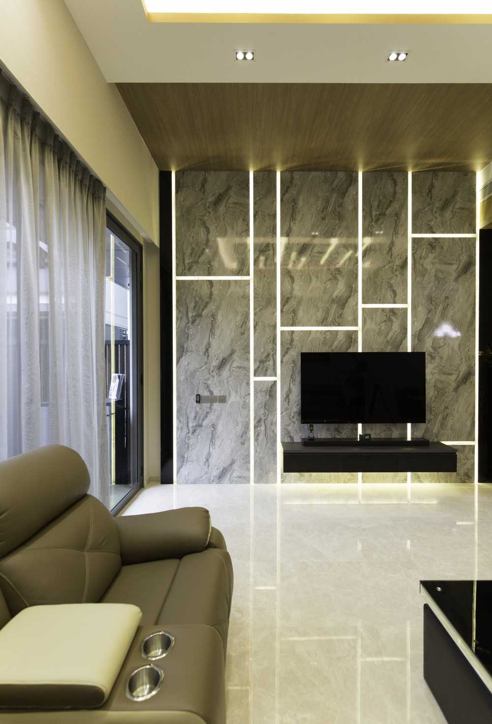 Modern Living Room with TV Console and Feature Wall