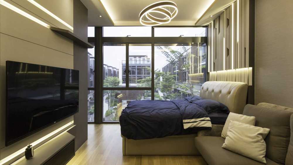 Modern Bedroom with Drop Light and Cove Lighting