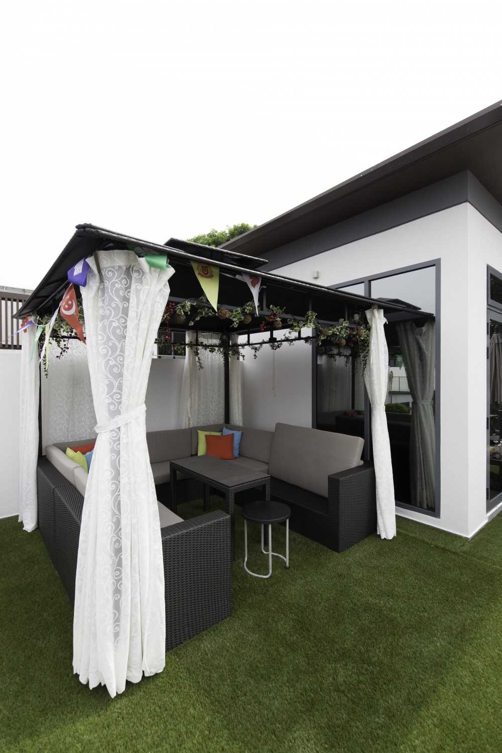 Modern Outdoor with Canopy and Landscaping