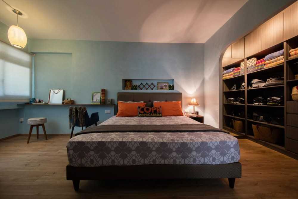 Eclectic Bedroom with Wardrobe and Console Table