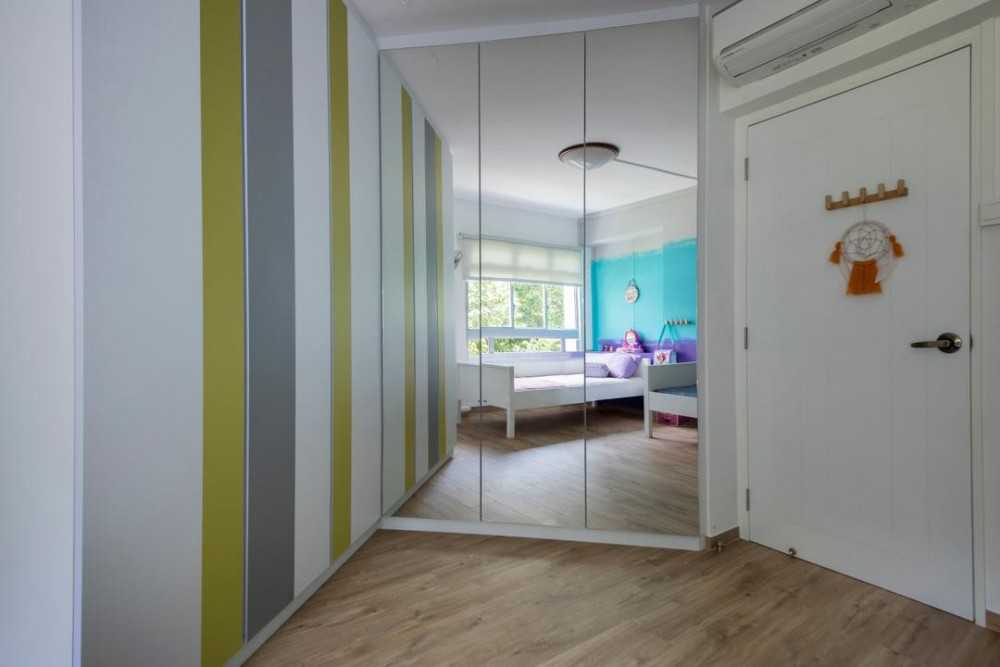 Eclectic Kids Room with Mirror and Wardrobe
