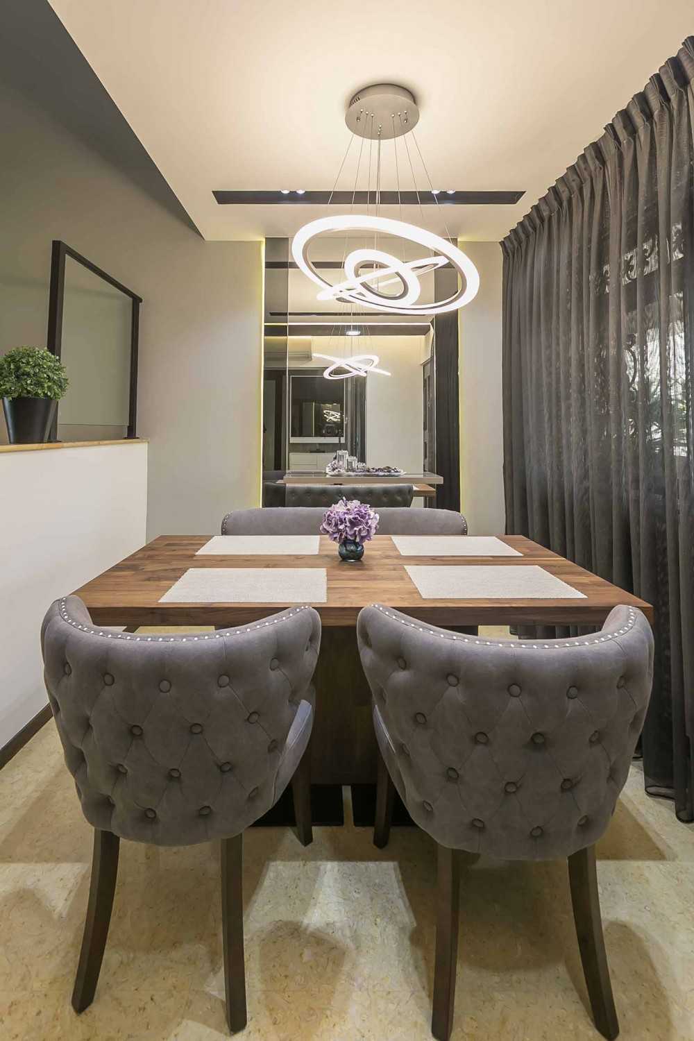 Modern Dining Room with Drop Ceiling and Ceiling Light