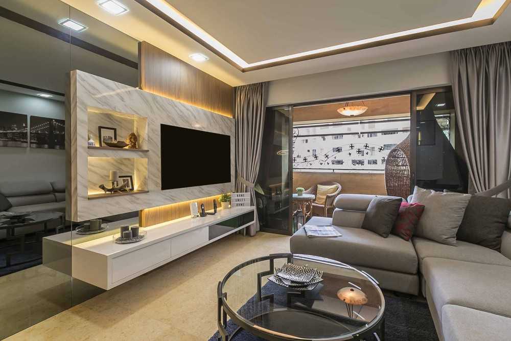 Modern Living Room with TV Console and Feature Wall