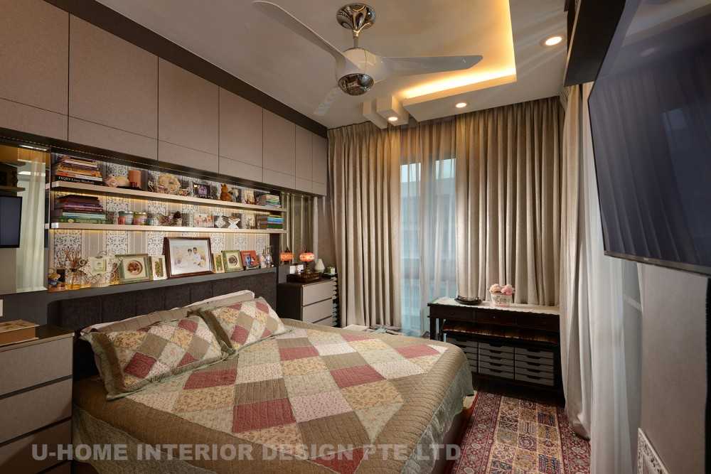 Vintage Bedroom with Bookshelf and Cove Lighting
