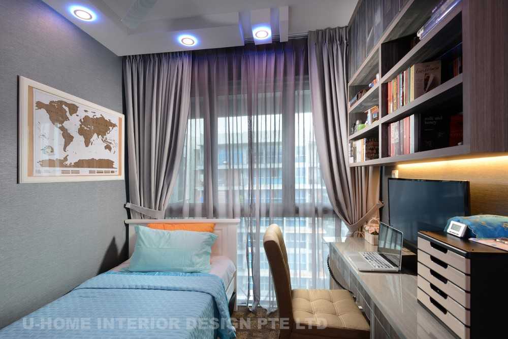 Vintage Bedroom with Bookshelf and Drop Light