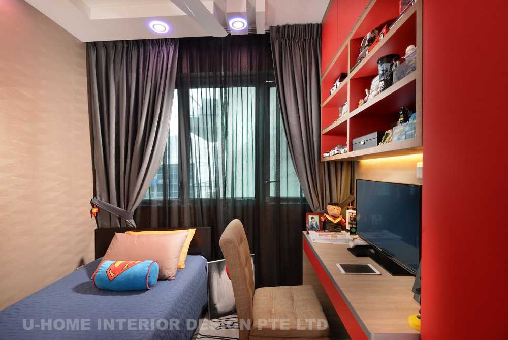 Vintage Bedroom with Bookshelf and Drop Ceiling