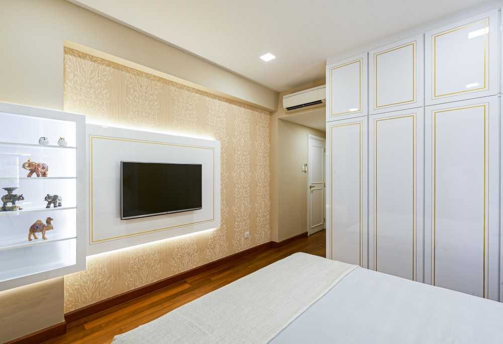 Country Bedroom with TV Console and Cove Lighting