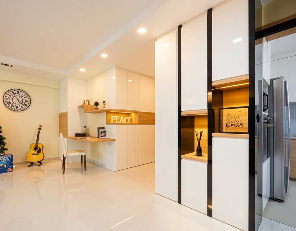 Scandinavian Foyer with Feature Wall and Downlights