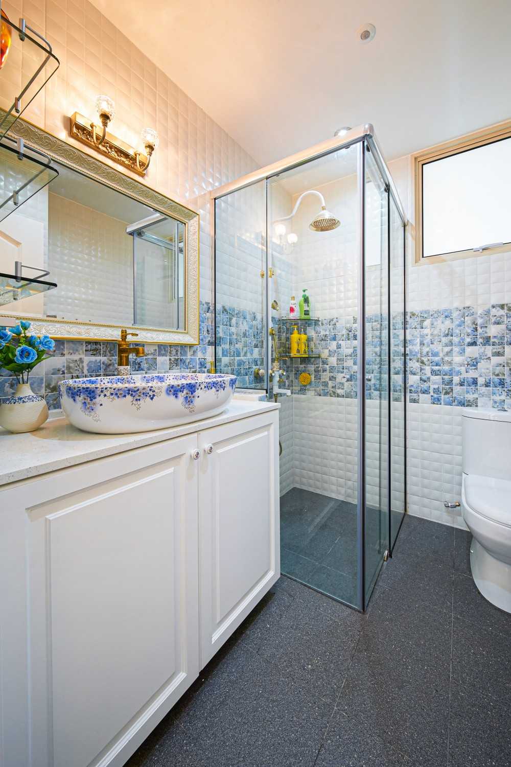 Vintage Bathroom with Mirror and Vanity Counter