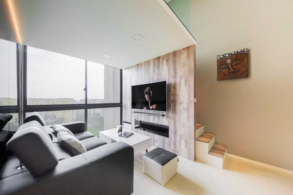 Modern Living Room with TV Console and Feature Wall