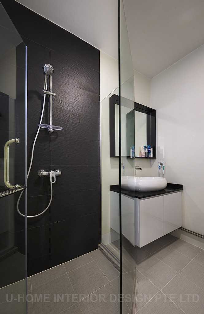 Minimalist Bathroom with Mirror and Vanity Counter