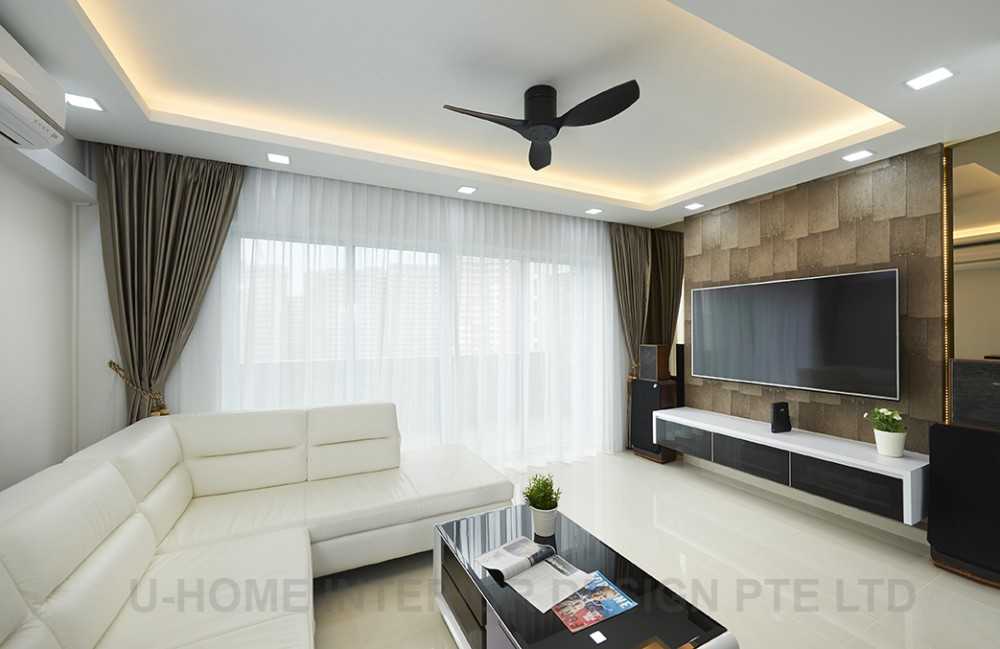 Minimalist Living Room with TV Console and Feature Wall