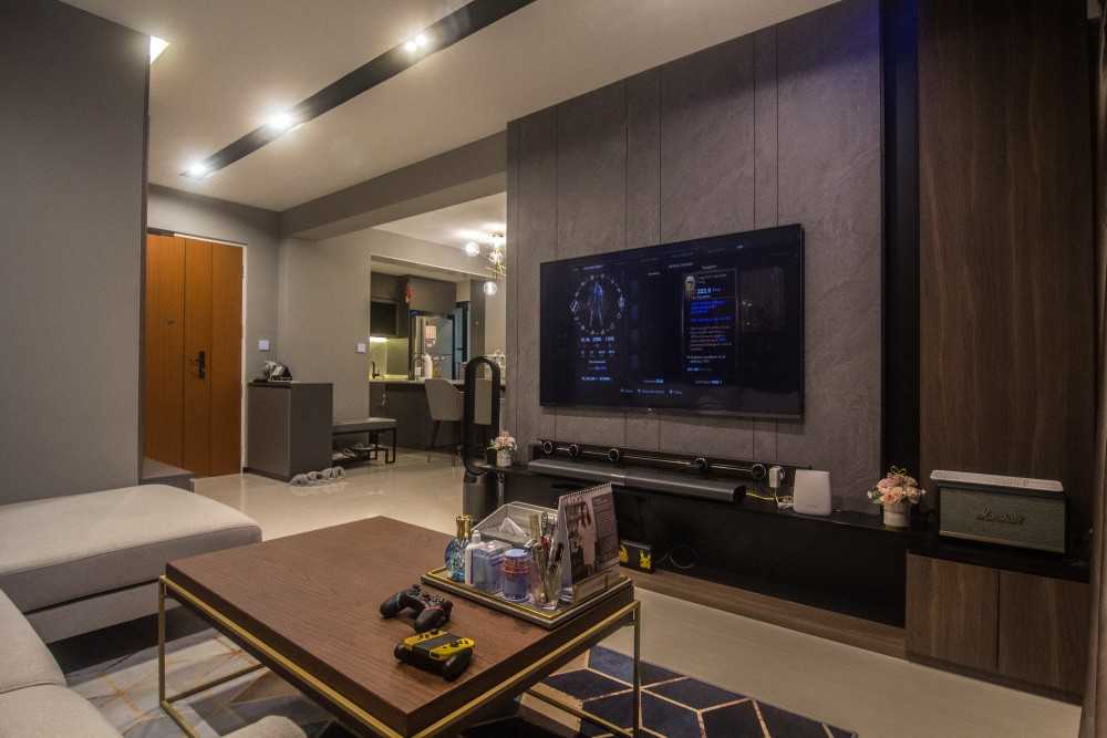 Modern Living Room with TV Console and Feature Wall