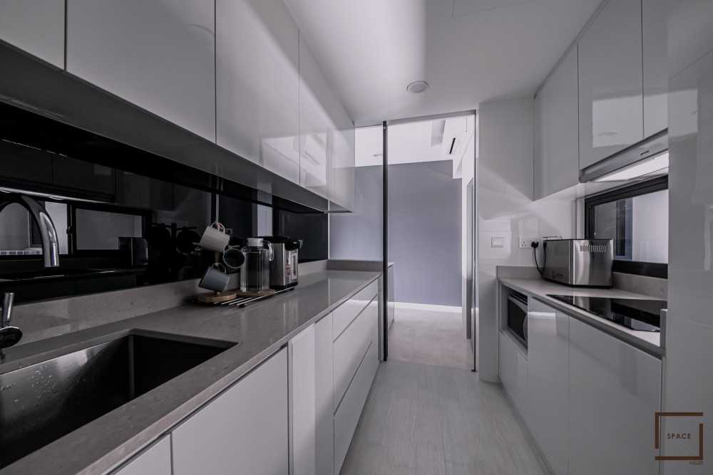 Minimalist Kitchen with Countertop and Kitchen Window