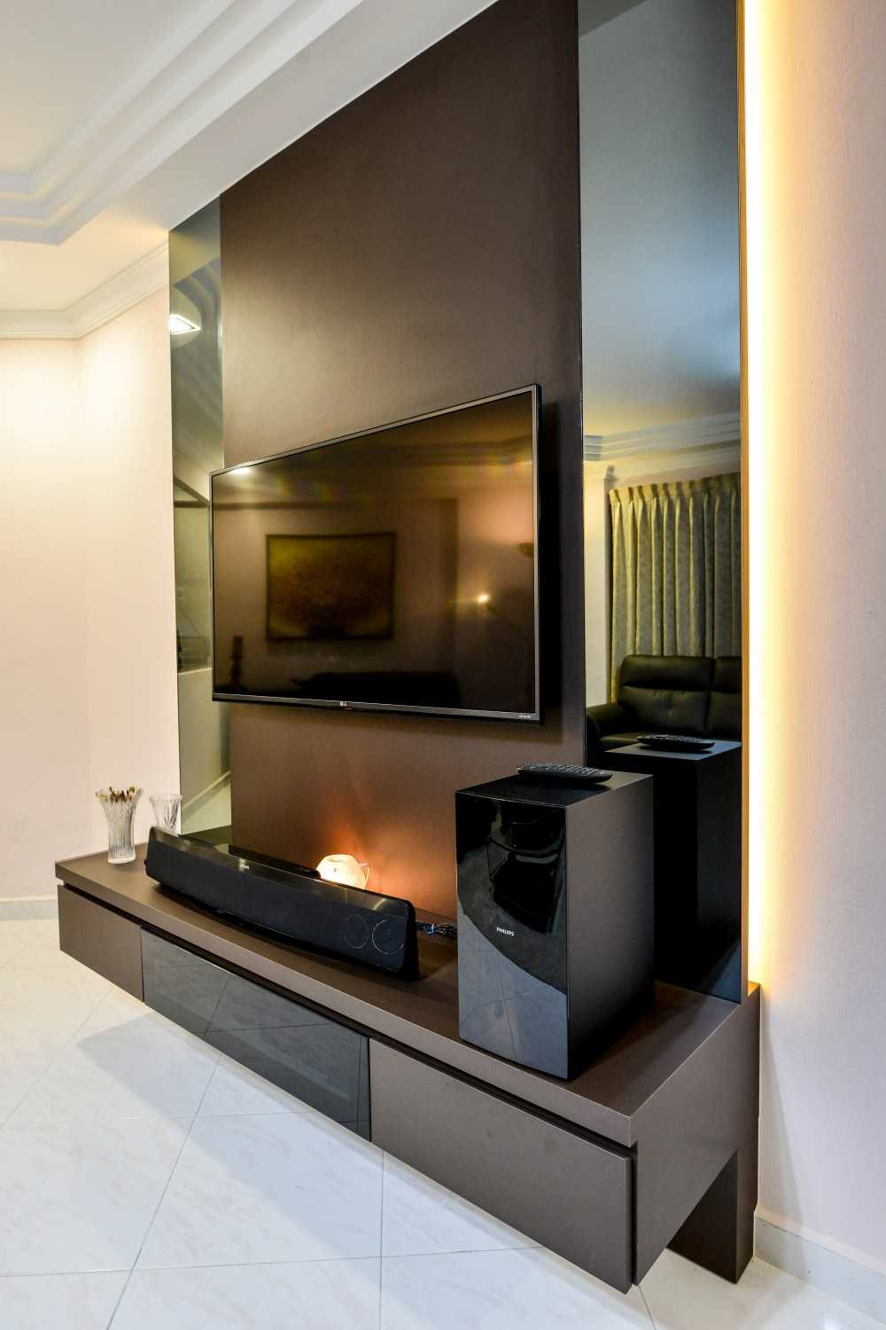 Modern Living Room with TV Console and Feature Wall