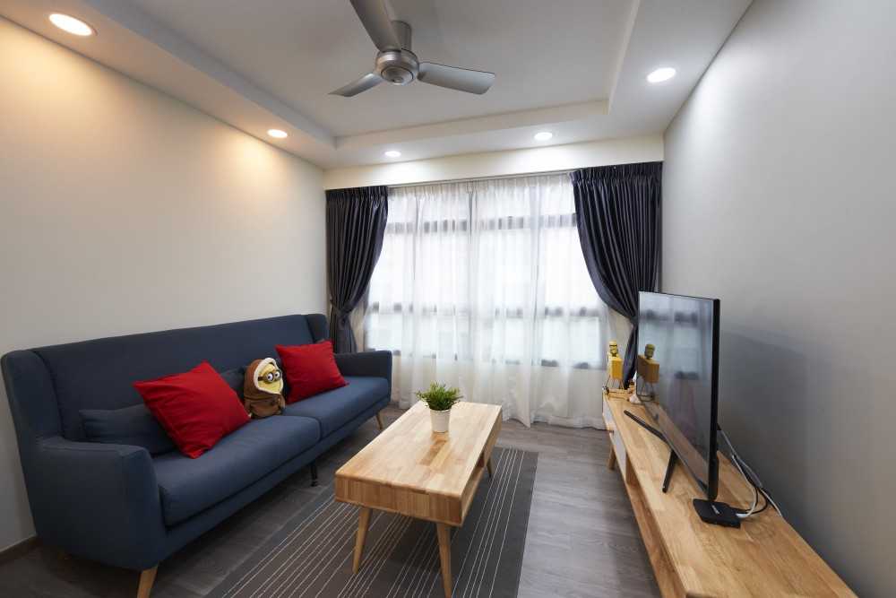 Scandinavian Living Room with TV Console and Carpet