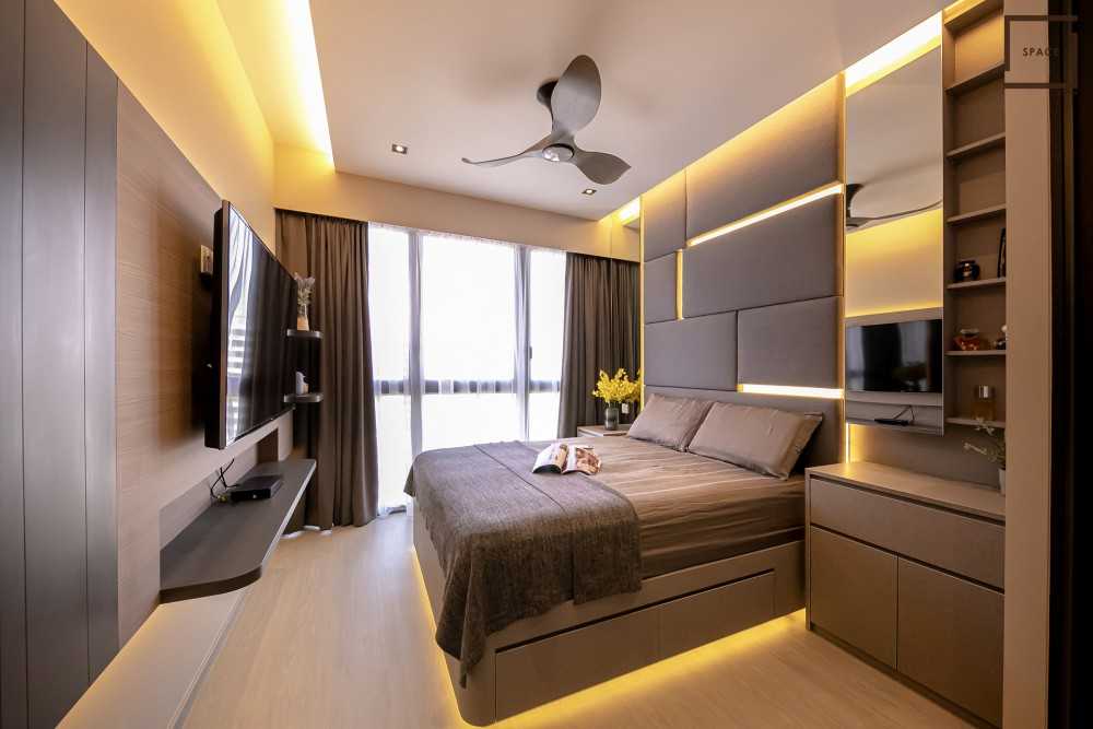 Contemporary Bedroom with Sliding Wardrobe and Sideboard