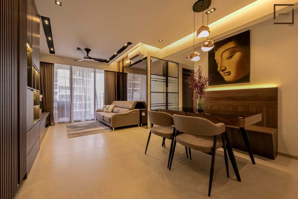 Contemporary Living Room with TV Console and Feature Wall
