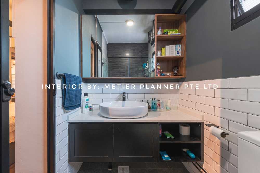 Industrial Bathroom with Shower Screen and Bathroom Mirrors