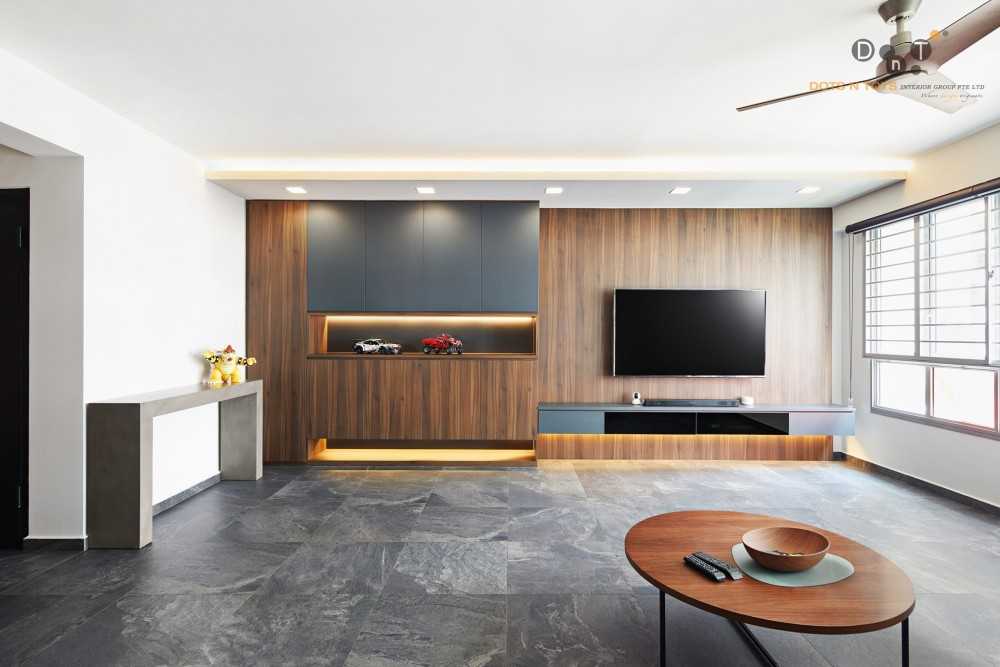 Modern Living Room with TV Console and Feature Wall