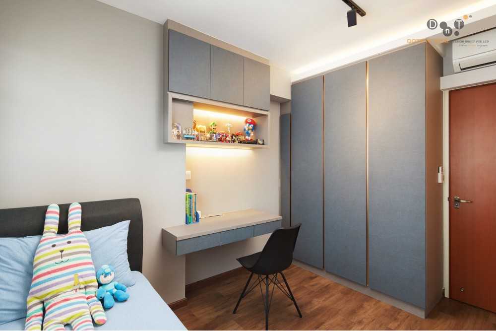 Modern Kids Room with Bookshelf and Bedside Table