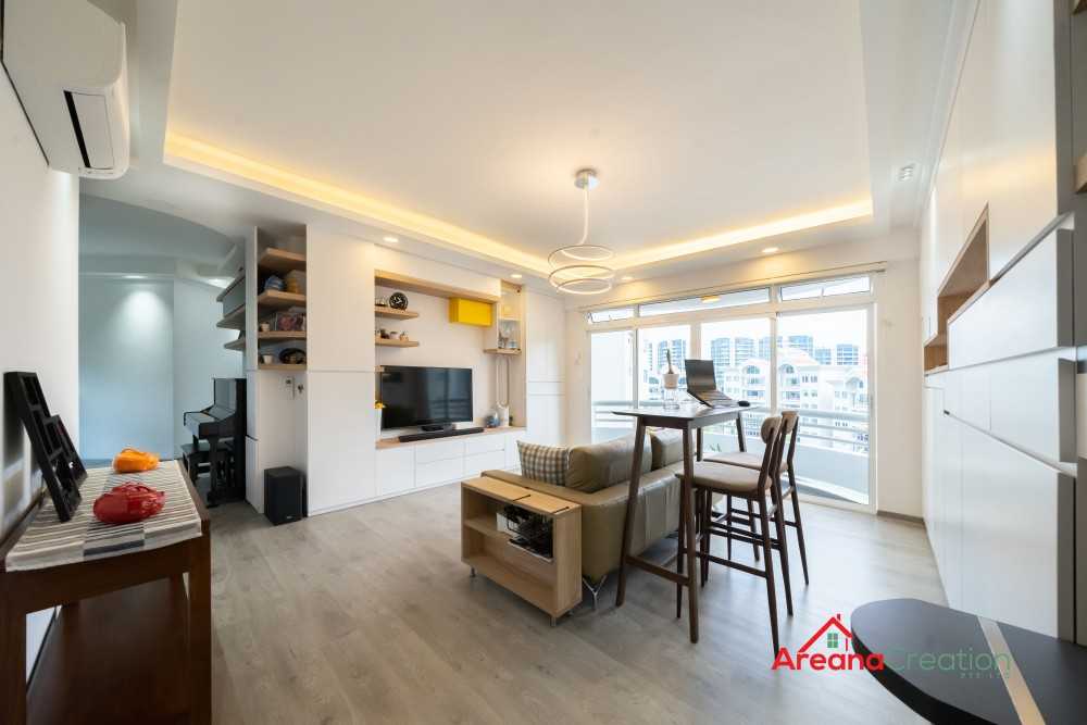 Contemporary Living Room with TV Console and Feature Wall
