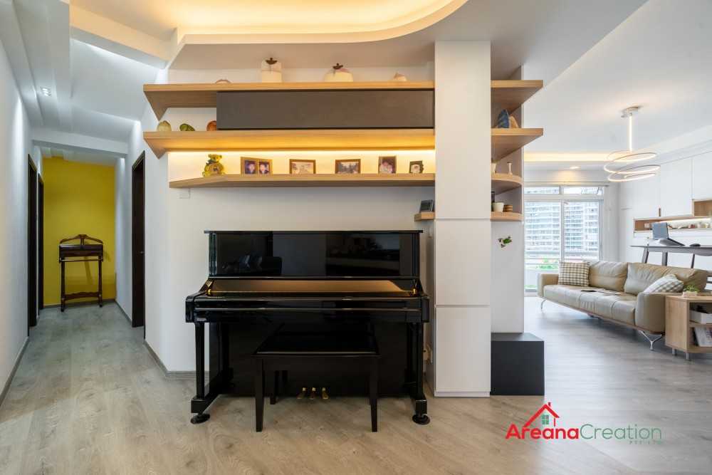 Contemporary Foyer with Cove Lighting and Downlights