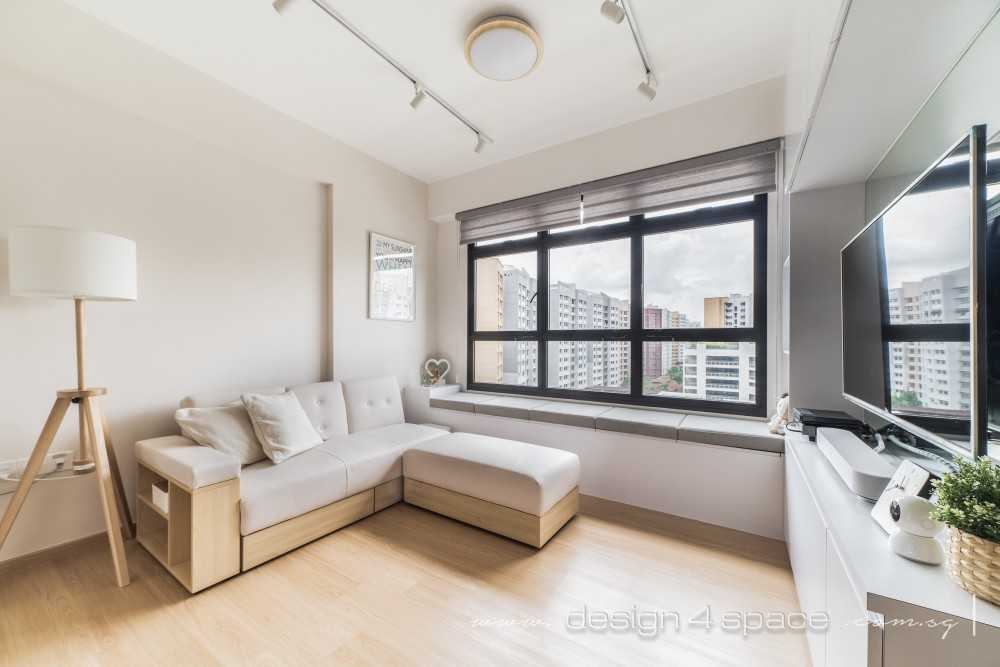 Minimalist Living Room with TV Console and Feature Wall