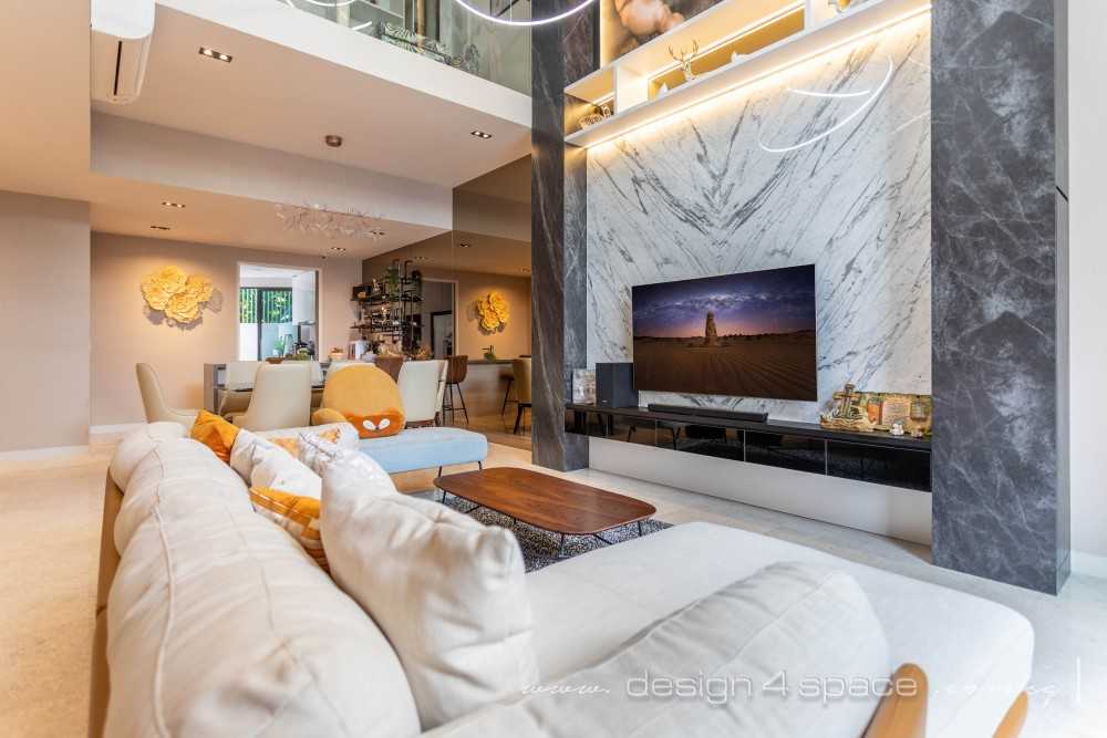 Modern Living Room with TV Console and Feature Wall