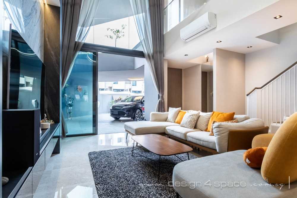 Modern Living Room with Feature Wall and Drop Light