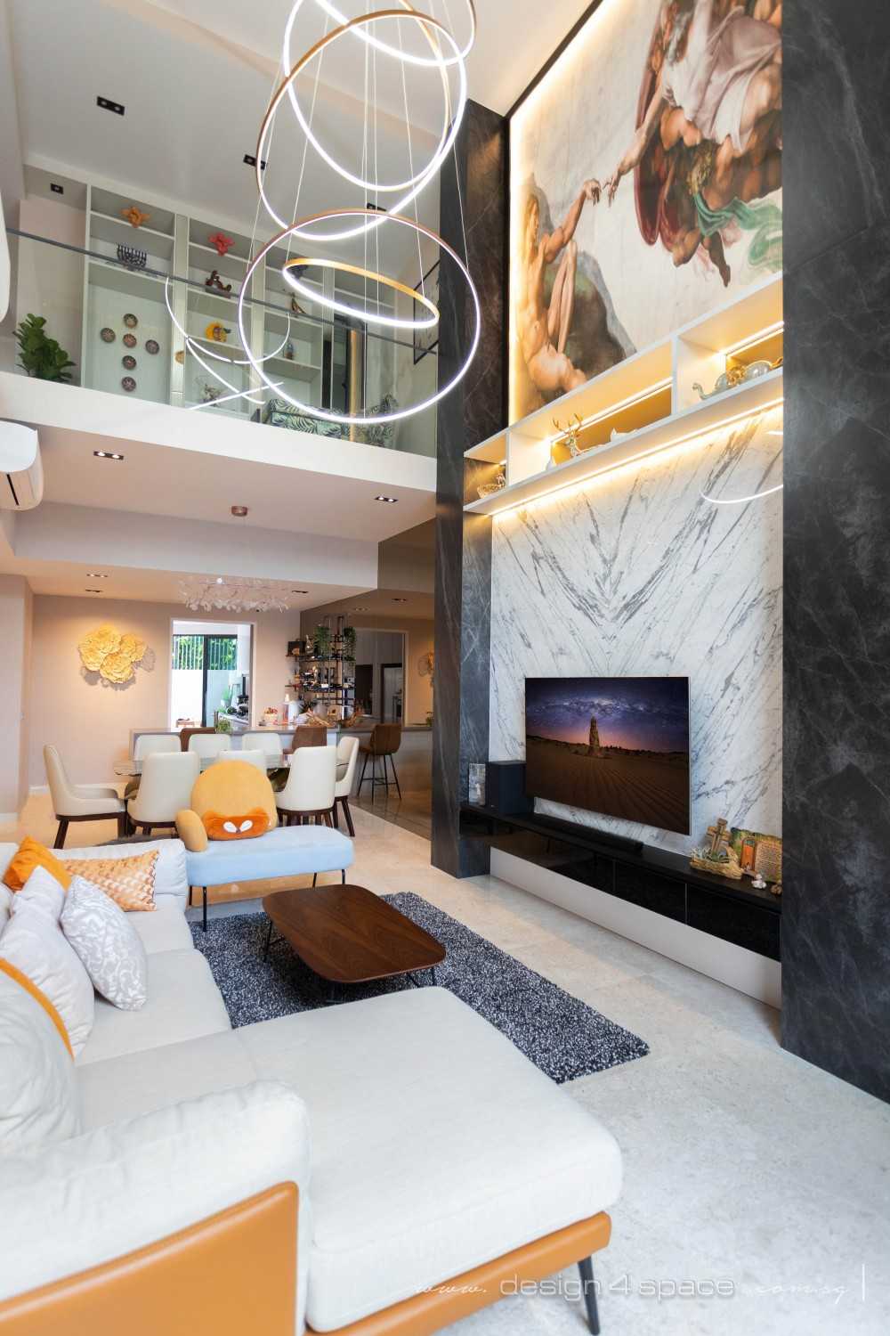 Modern Living Room with TV Console and Feature Wall