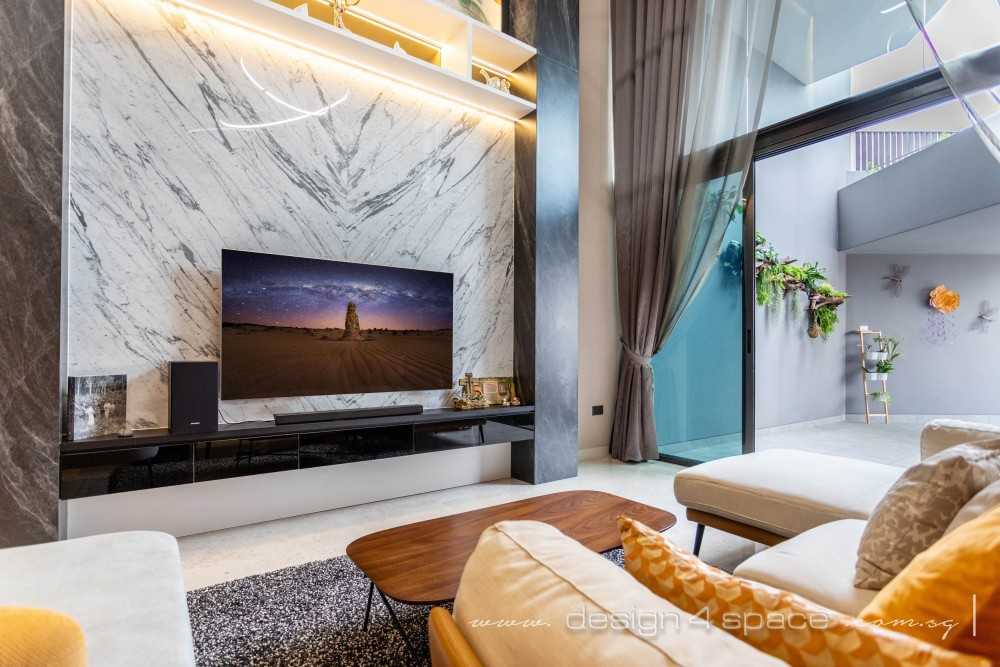 Modern Living Room with TV Console and Feature Wall