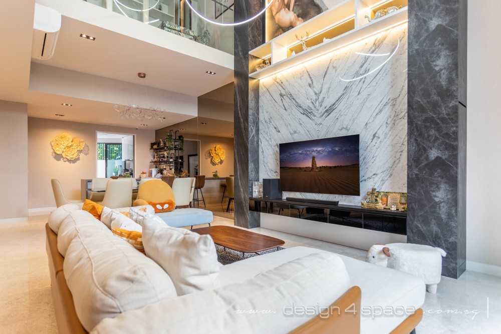 Modern Living Room with TV Console and Feature Wall